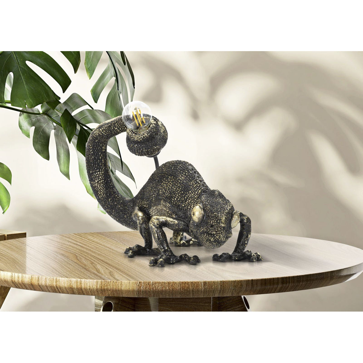 Lampada da Tavolo Camaleonte, Nero, Poliresina, 37,5x16,5x22 cm, Seven Design