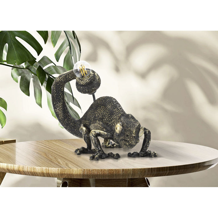 Lampada da Tavolo Camaleonte, Nero, Poliresina, 37,5x16,5x22 cm, Seven Design