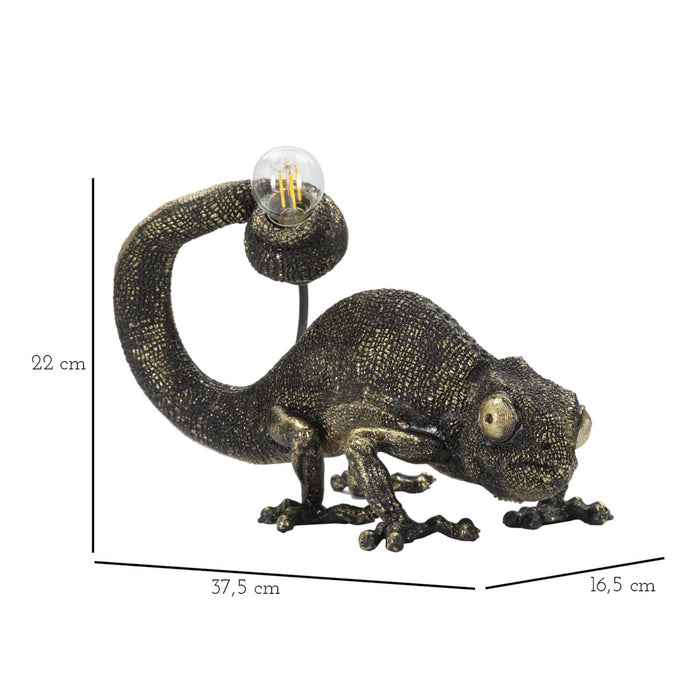 Lampada da Tavolo Camaleonte, Nero, Poliresina, 37,5x16,5x22 cm, Seven Design