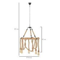 Lampada a Sospensione MF75, Marrone, Corda, 64x64x90 cm, Seven Design