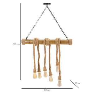 Lampada a Sospensione MF74, Marrone, Corda, 80x15x120 cm, Seven Design