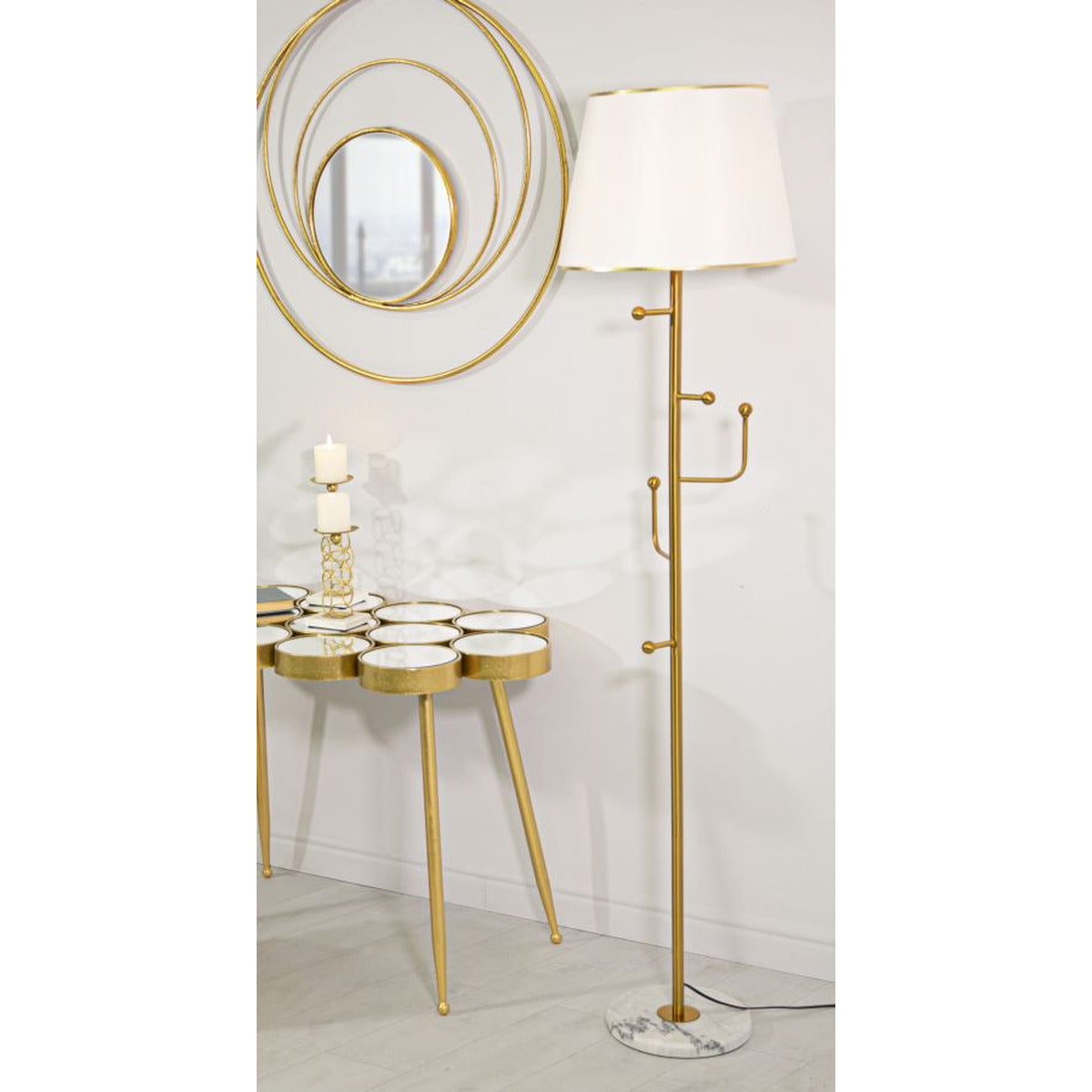 Lampada da Terra MF191, Oro, Metallo, 41x41x173 cm, Seven Design