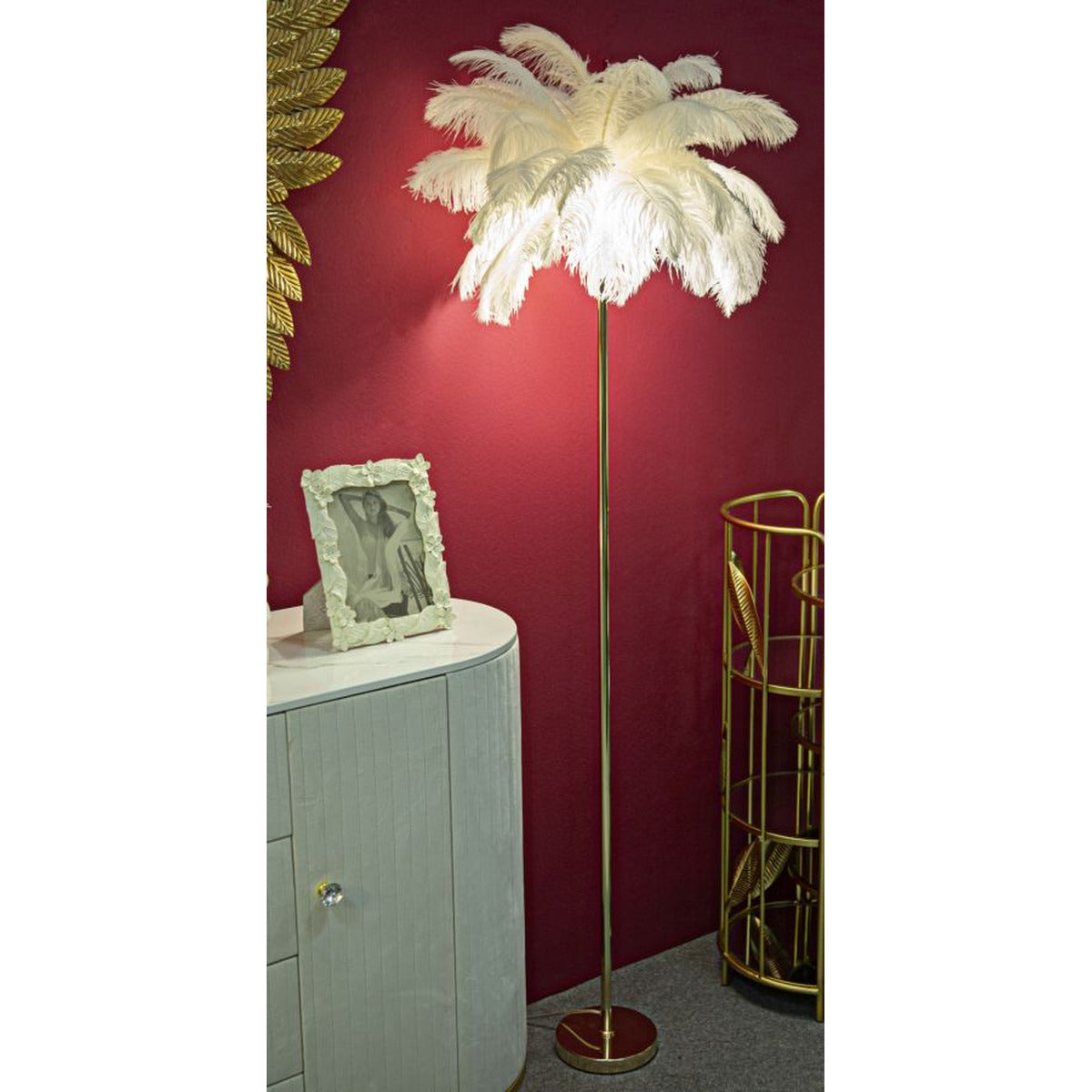 Lampada da Terra Piume 9, Bianco, Metallo, 55x55x160 cm, Seven Design