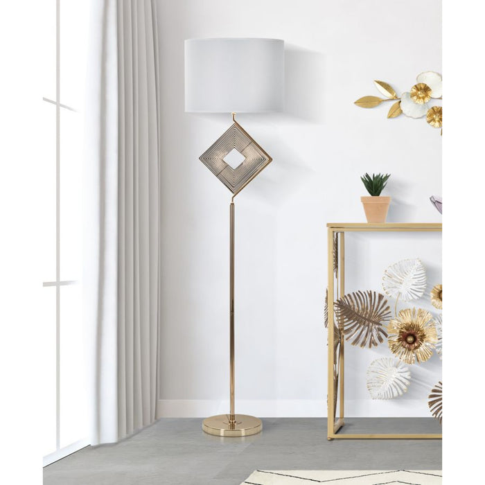 Lampada da Terra MF196, Bianco, Metallo, 40x40x161 cm, Seven Design