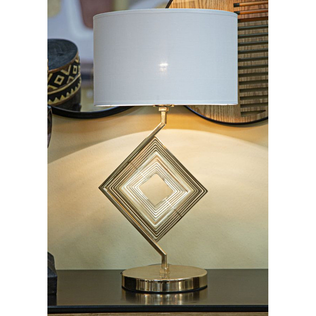 Lampada da Tavolo MF144, Oro, Metallo, 30x30x56 cm, Seven Design
