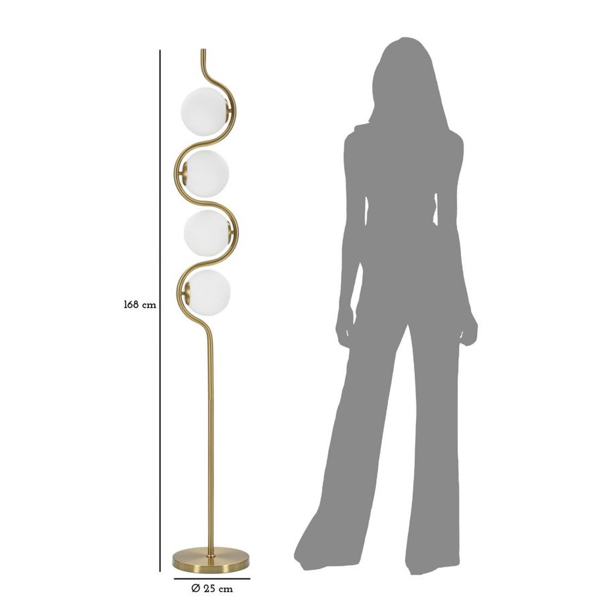 Lampada da Terra MF203, Oro, Metallo, 25x25x165 cm, Seven Design