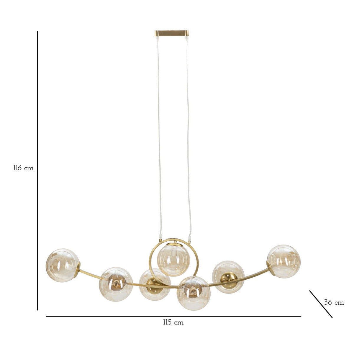 Lampada a Sospensione MF82, Oro, Metallo, 115x36x30 cm, Seven Design