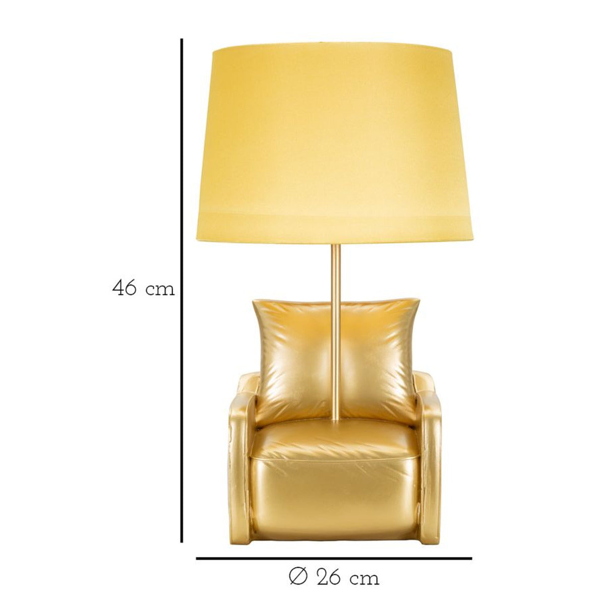 Lampada da Tavolo Poltrona, Oro, Poliresina, 26x26x46 cm, Seven Design