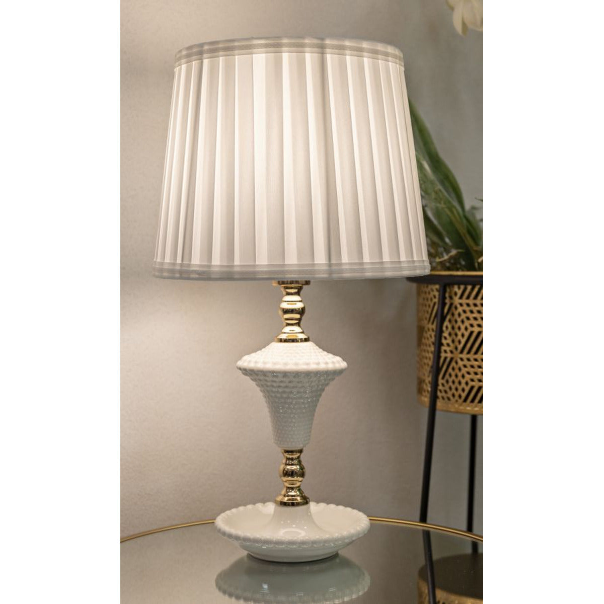 Lampada da Tavolo MF105, Bianco, Ceramica, 25x25x45 cm, Seven Design