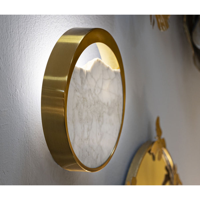 Lampada a Parete MF45, Oro, Marmo, 24x6x24 cm, Seven Design