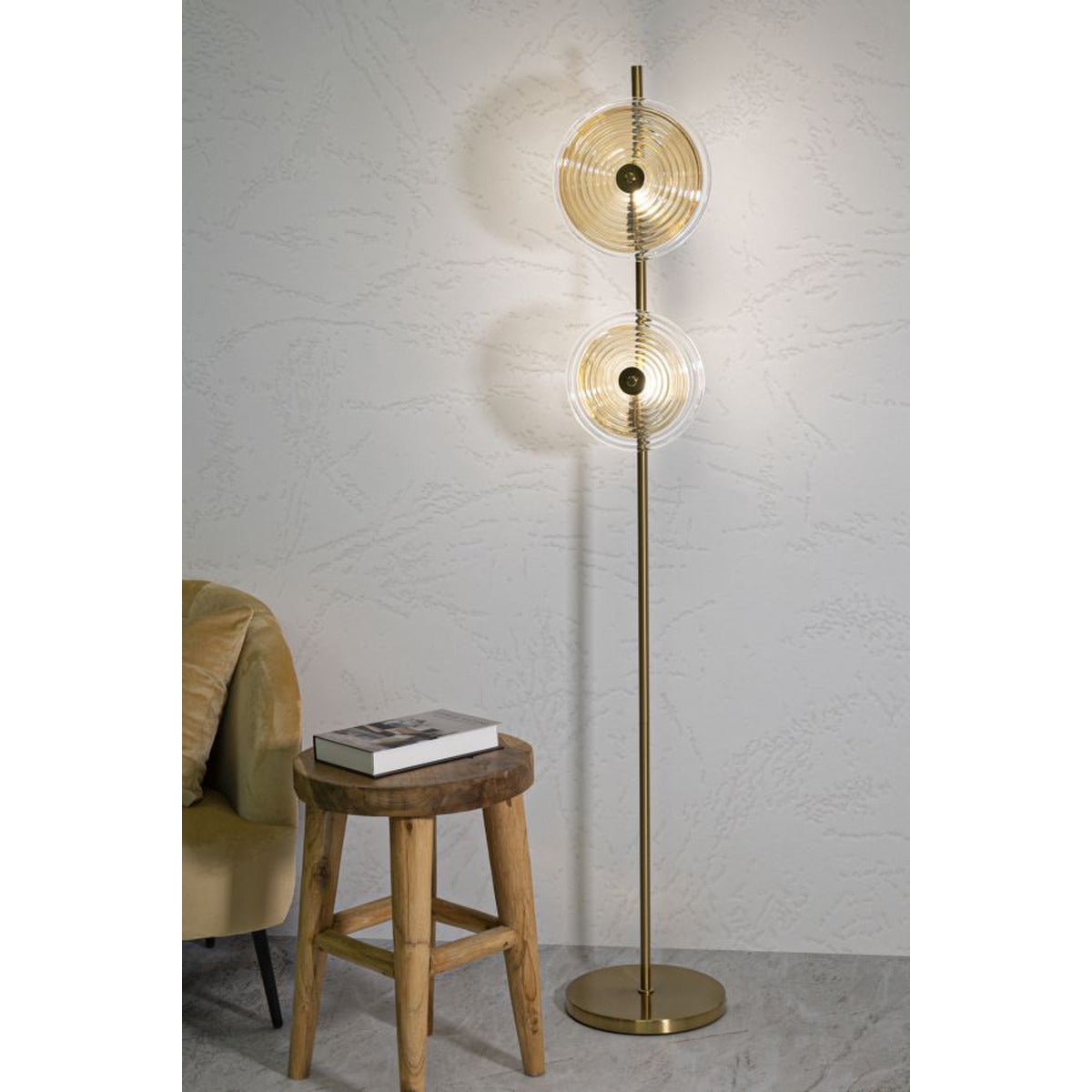 Lampada da Terra MF215, Oro, Metallo, 30x30x170 cm, Seven Design