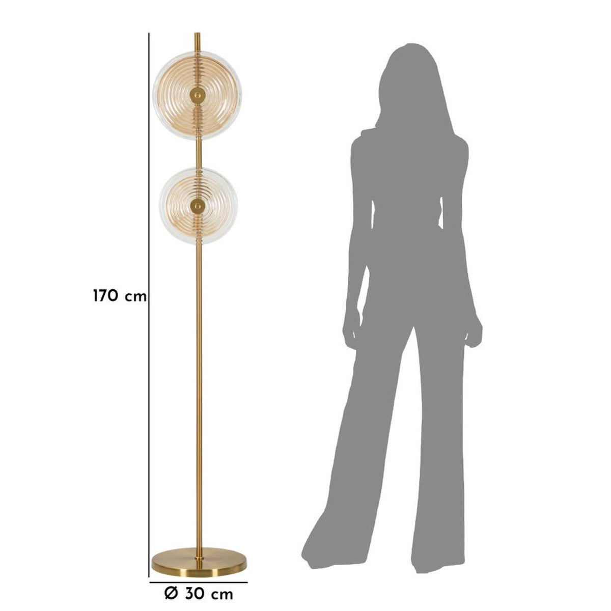 Lampada da Terra MF215, Oro, Metallo, 30x30x170 cm, Seven Design
