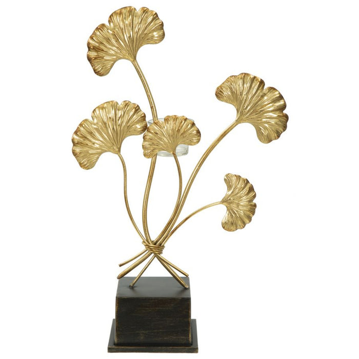 Portacandela Foglia 60, Oro, Metallo, 29x12,5x44 cm, Seven Design