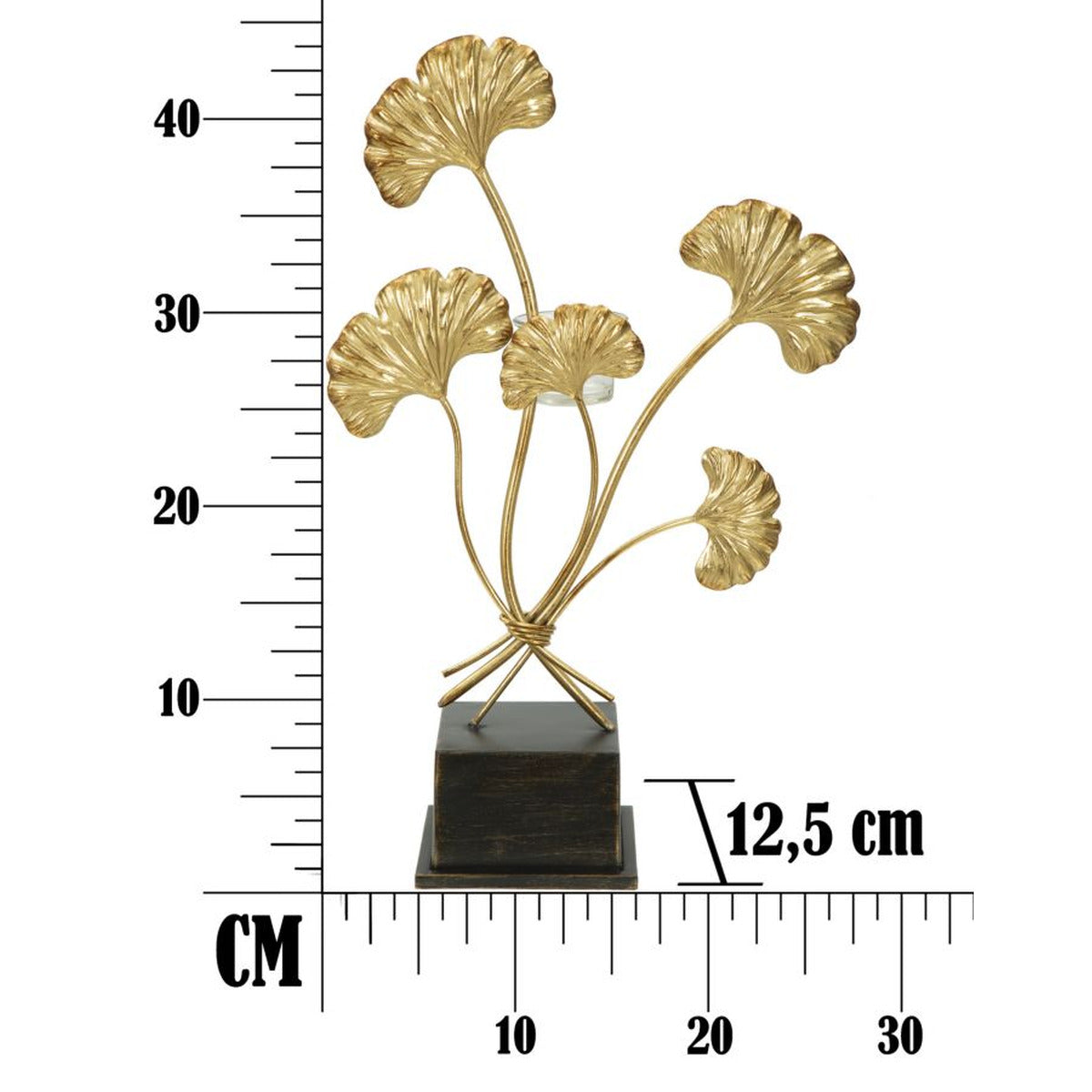 Portacandela Foglia 60, Oro, Metallo, 29x12,5x44 cm, Seven Design
