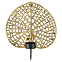 Portacandela Foglia 3, Oro, Poliresina, 20x8x22,2 cm, Seven Design