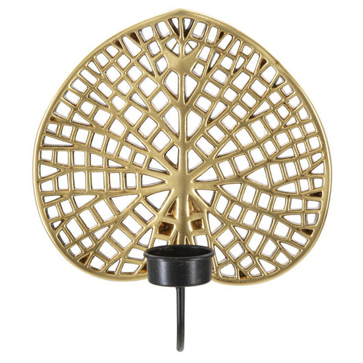 Portacandela Foglia 3, Oro, Poliresina, 20x8x22,2 cm, Seven Design