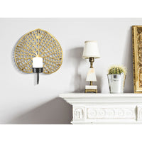 Portacandela Foglia 3, Oro, Poliresina, 20x8x22,2 cm, Seven Design