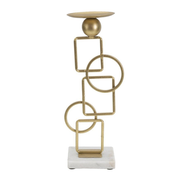 Portacandela MF343, Oro, Marmo, 13x10x31,5 cm, Seven Design
