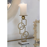 Portacandela MF343, Oro, Marmo, 13x10x31,5 cm, Seven Design