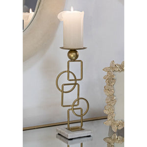 Portacandela MF343, Oro, Marmo, 13x10x31,5 cm, Seven Design