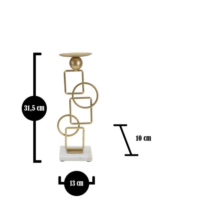 Portacandela MF343, Oro, Marmo, 13x10x31,5 cm, Seven Design