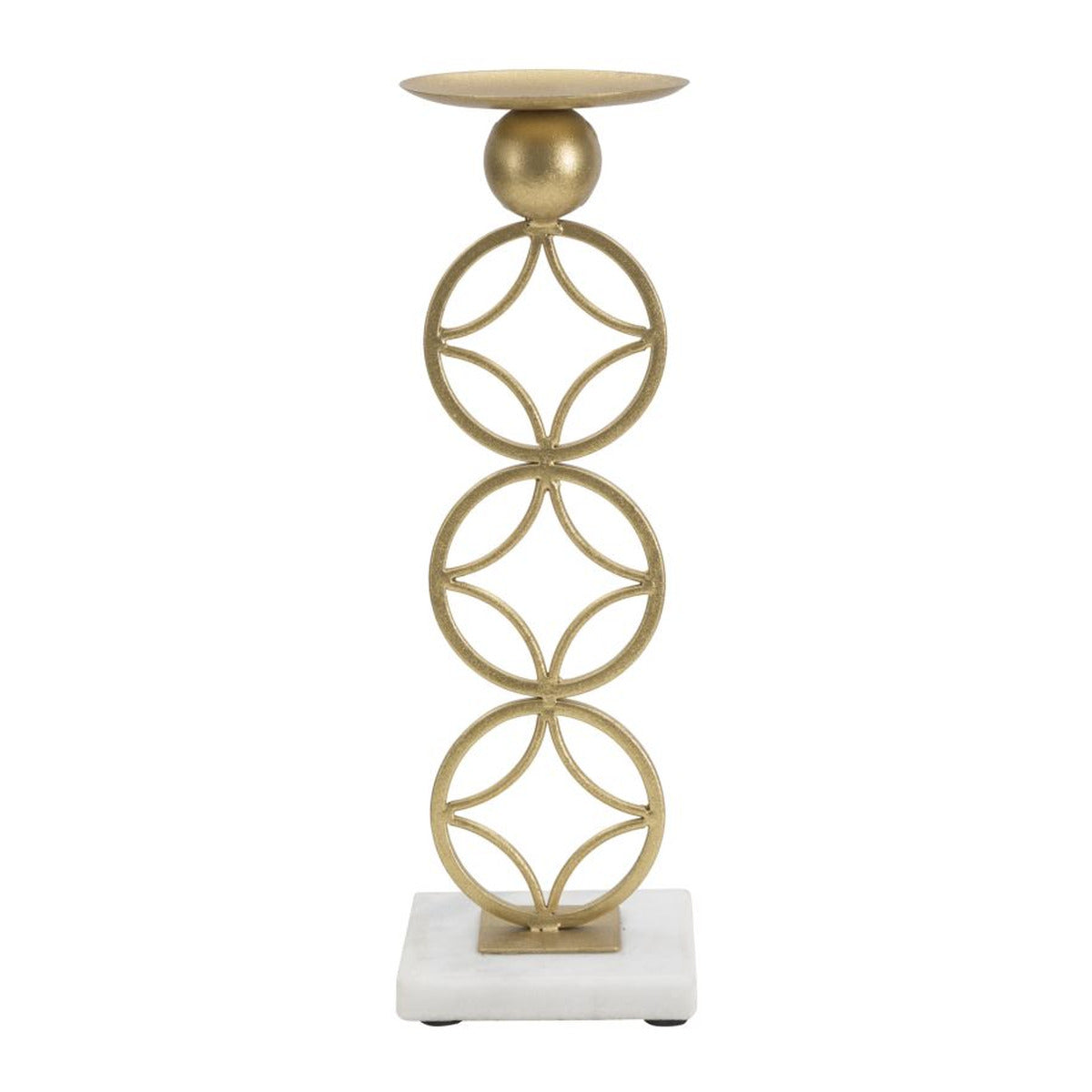 Portacandela MF344, Oro, Marmo, 10x10x32 cm, Seven Design