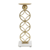 Portacandela MF344, Oro, Marmo, 10x10x32 cm, Seven Design