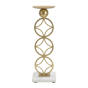 Portacandela MF344, Oro, Marmo, 10x10x32 cm, Seven Design