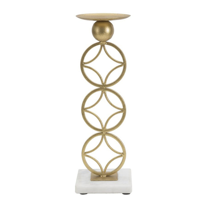 Portacandela MF344, Oro, Marmo, 10x10x32 cm, Seven Design