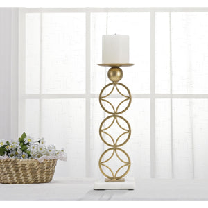 Portacandela MF344, Oro, Marmo, 10x10x32 cm, Seven Design