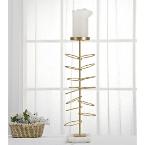 Portacandela MF341, Oro, Marmo, 14x13x46 cm, Seven Design