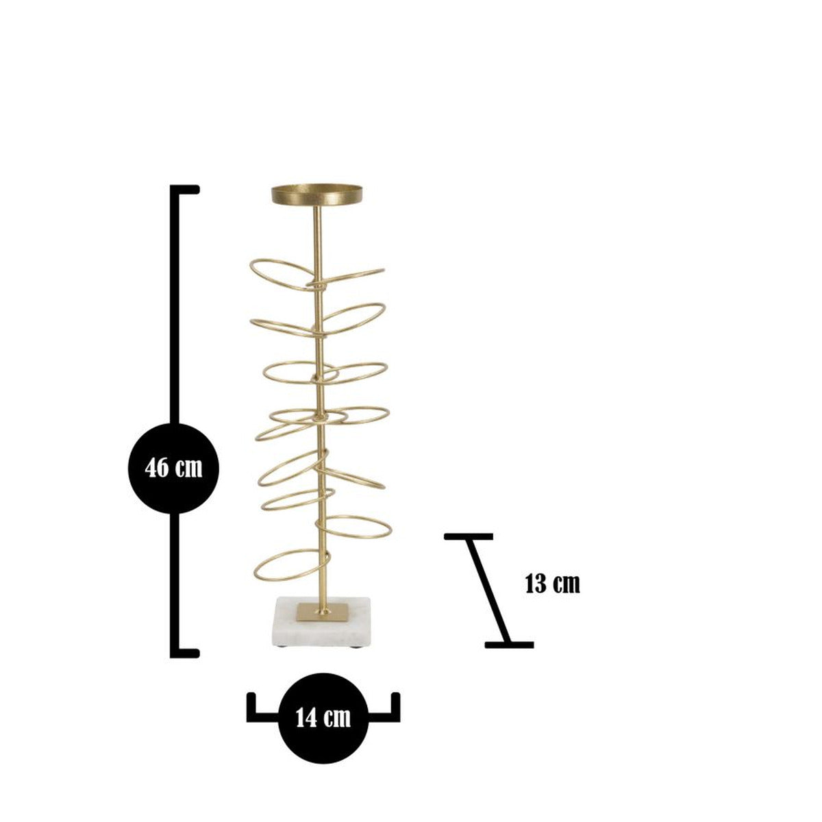 Portacandela MF341, Oro, Marmo, 14x13x46 cm, Seven Design