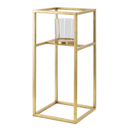 Portacandela MF347, Oro, Metallo, 15x15x35 cm, Seven Design