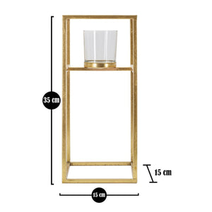 Portacandela MF347, Oro, Metallo, 15x15x35 cm, Seven Design