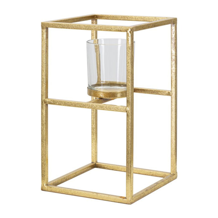 Portacandela MF348, Oro, Metallo, 15x15x25 cm, Seven Design