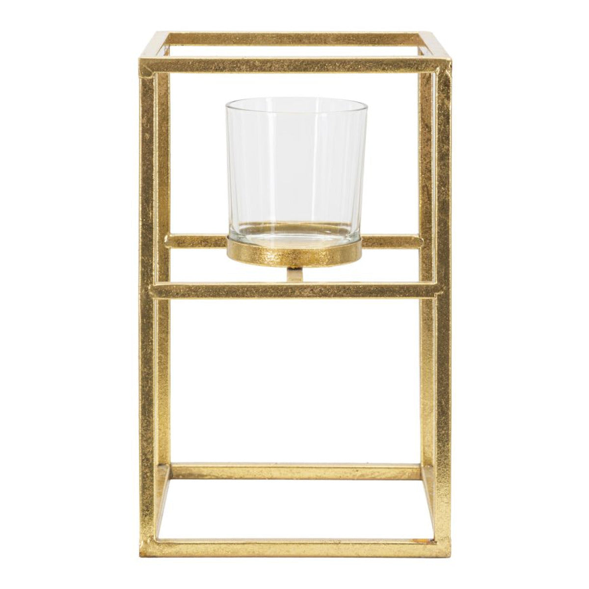 Portacandela MF348, Oro, Metallo, 15x15x25 cm, Seven Design