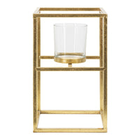 Portacandela MF348, Oro, Metallo, 15x15x25 cm, Seven Design