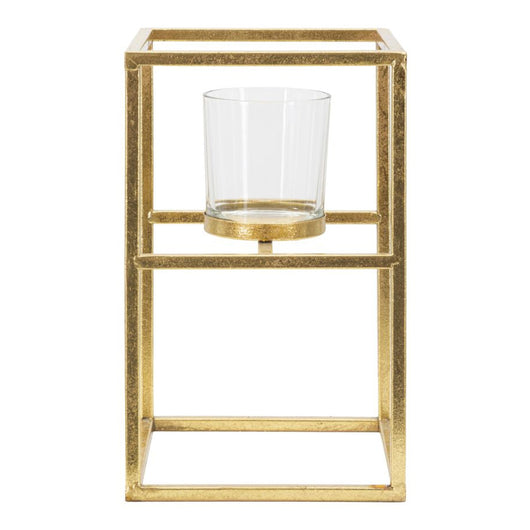 Portacandela MF348, Oro, Metallo, 15x15x25 cm, Seven Design