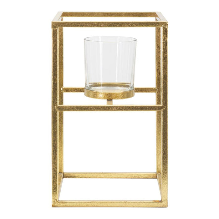 Portacandela MF348, Oro, Metallo, 15x15x25 cm, Seven Design