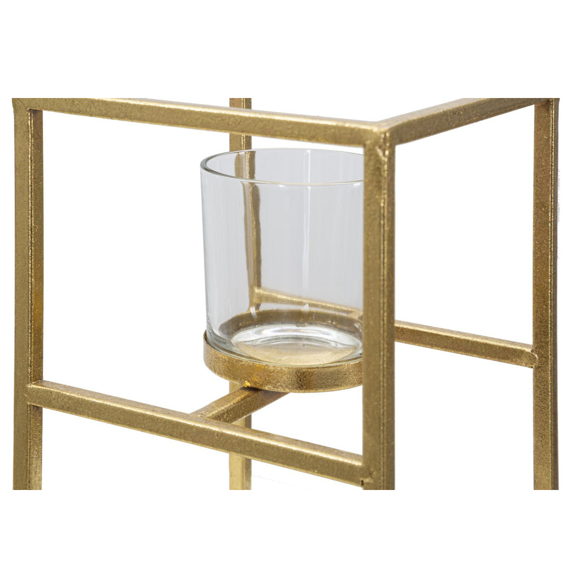 Portacandela MF348, Oro, Metallo, 15x15x25 cm, Seven Design