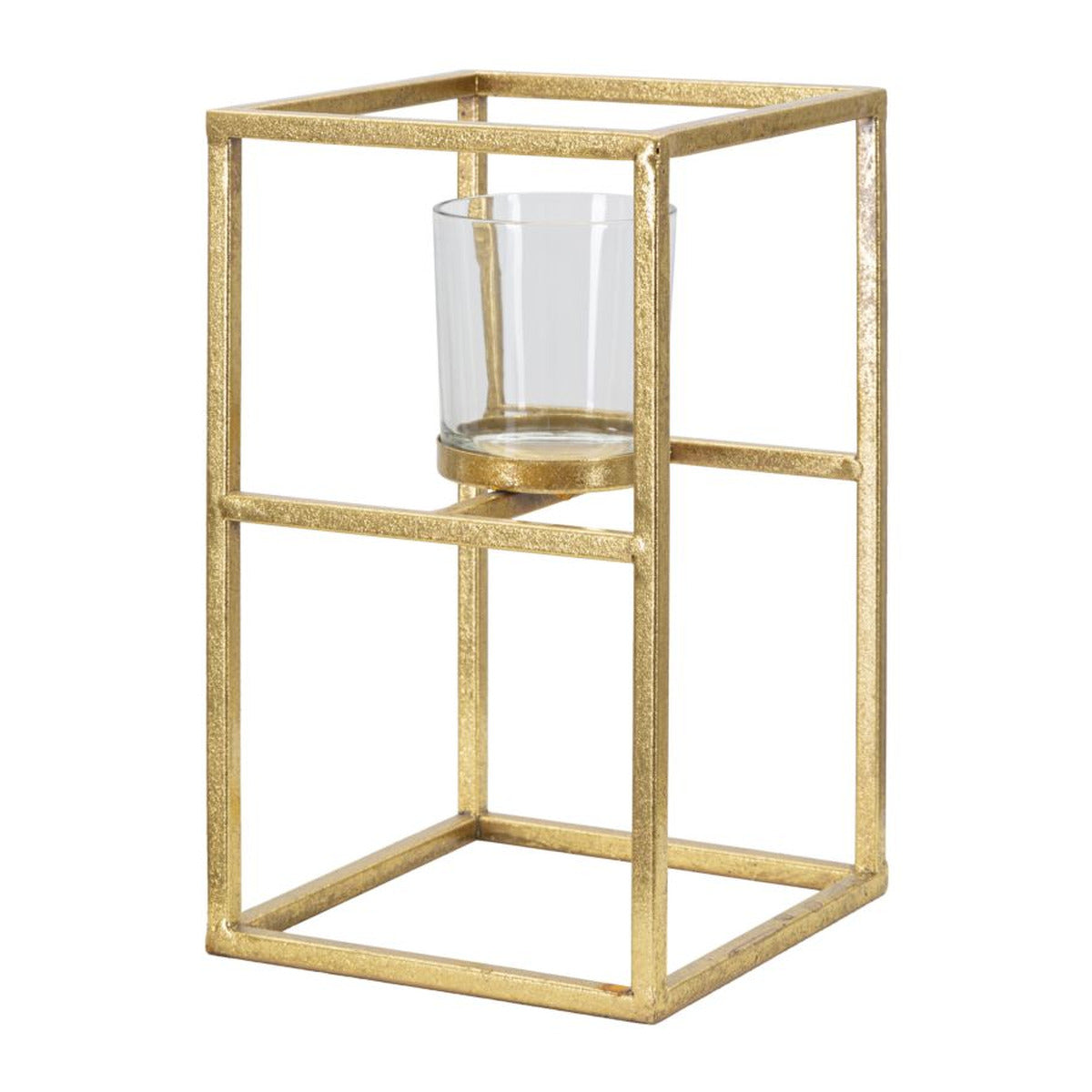 Portacandela MF348, Oro, Metallo, 15x15x25 cm, Seven Design