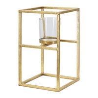 Portacandela MF348, Oro, Metallo, 15x15x25 cm, Seven Design