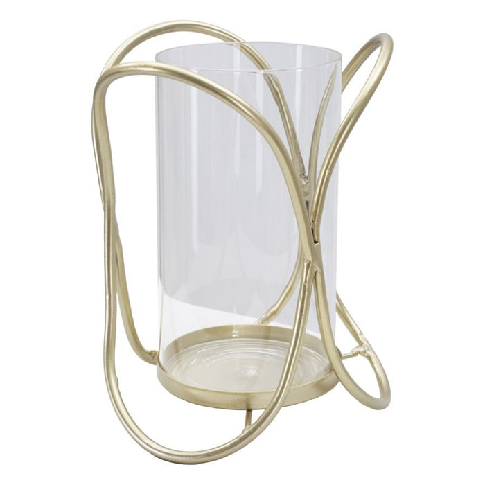 Portacandela MF350, Oro, Metallo, 16x16x21,5 cm, Seven Design