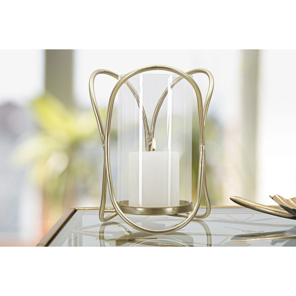 Portacandela MF350, Oro, Metallo, 16x16x21,5 cm, Seven Design