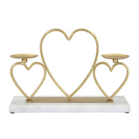 Portacandela MF338, Oro, Marmo, 30x9x20 cm, Seven Design