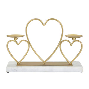 Portacandela MF338, Oro, Marmo, 30x9x20 cm, Seven Design