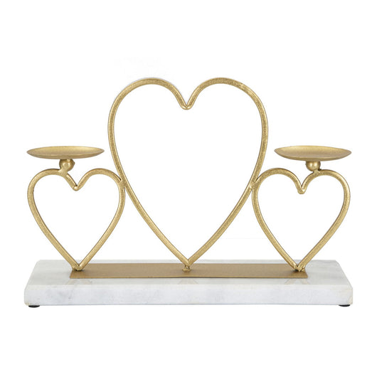 Portacandela MF338, Oro, Marmo, 30x9x20 cm, Seven Design