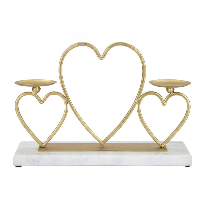 Portacandela MF338, Oro, Marmo, 30x9x20 cm, Seven Design