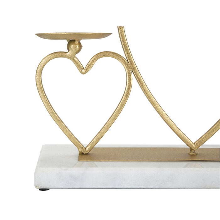 Portacandela MF338, Oro, Marmo, 30x9x20 cm, Seven Design