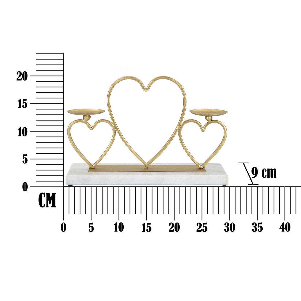 Portacandela MF338, Oro, Marmo, 30x9x20 cm, Seven Design